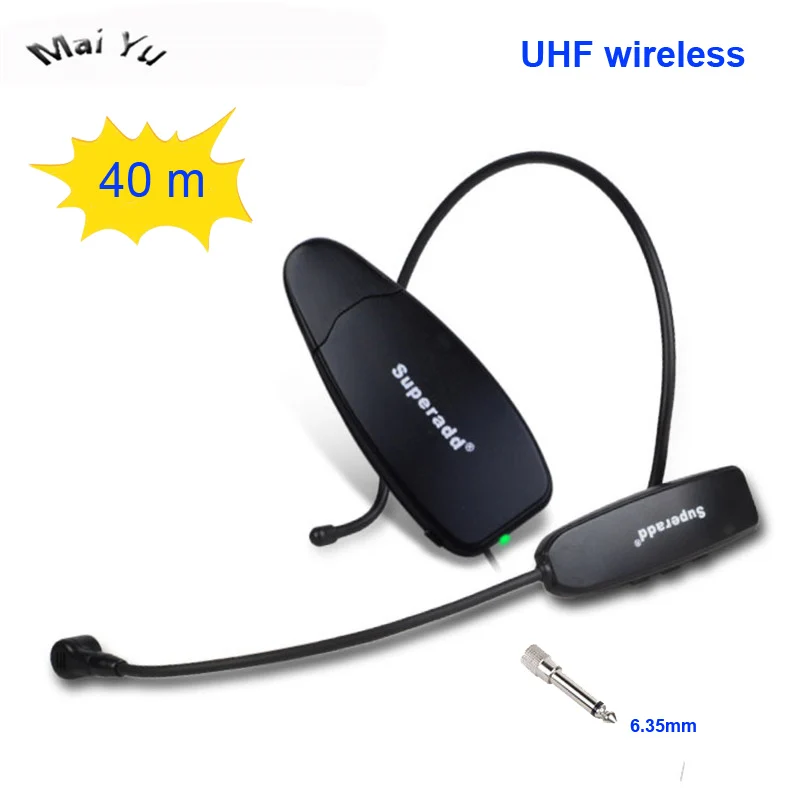 

Professional 40m UHF Wireless Headset Microphone Meeting Computer Microfone 3.5mm 6.35mm Jack for Amplifier Speakcer 620T