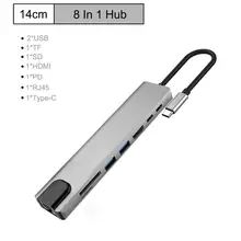 Концентратор 8-в-1 Тип C концентратор USB кабель-Переходник USB C на я RJ45 HDMI USB 3,0 Порты USB 2,0 Порты и разъёмы с концентратор 3,0 TF считыватель SD карт PD USB-C для MacBook Pro