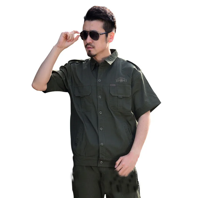 

Tactical Shirts Quick Dry Work Wear Set Male Summer Short-sleeve Military Uniform Working Outfit Mens Working Cloth & Pant Set