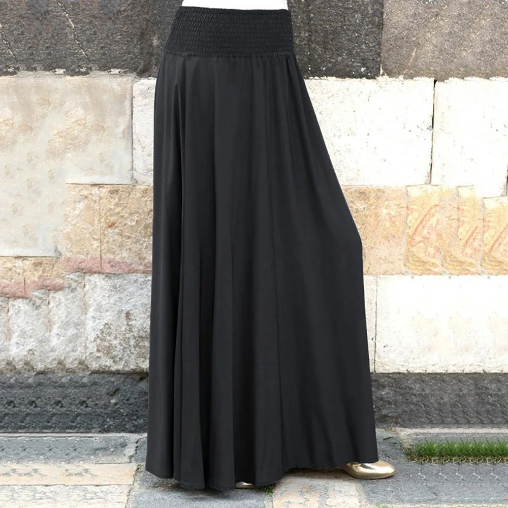 Страусиная модная женская плиссированная однотонная длинная эластичная юбка с высокой талией женские вечерние юбки в повседневном стиле черного и розового цвета