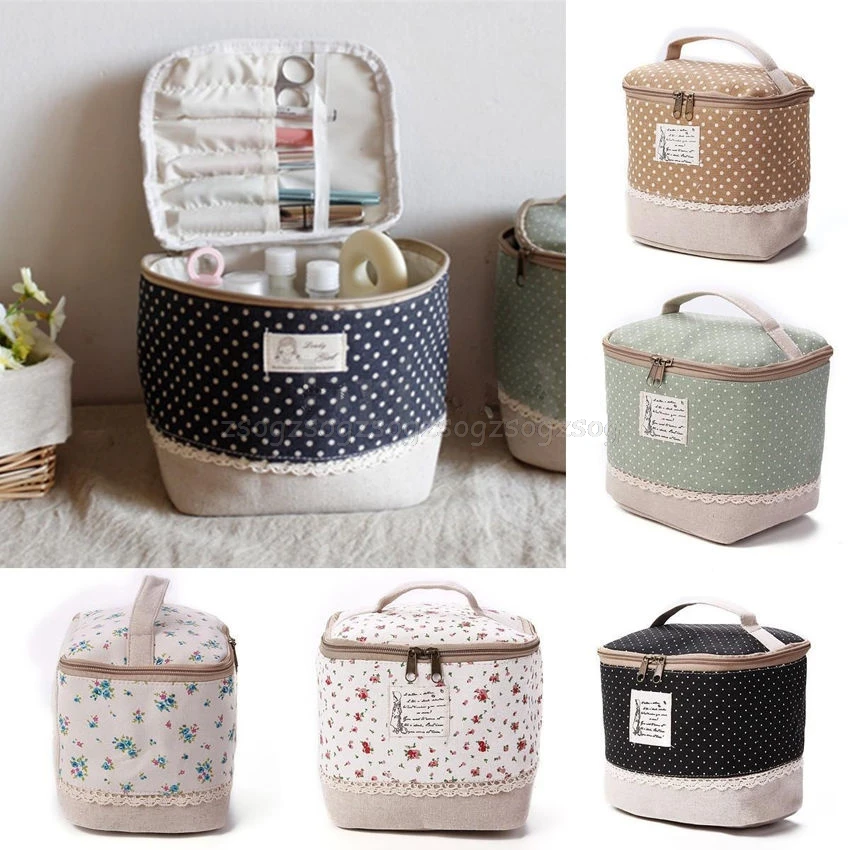 

Travel Multifunction Linen Cosmetic Makeup Bag Toiletry Organizer Storage Case O16 dropship
