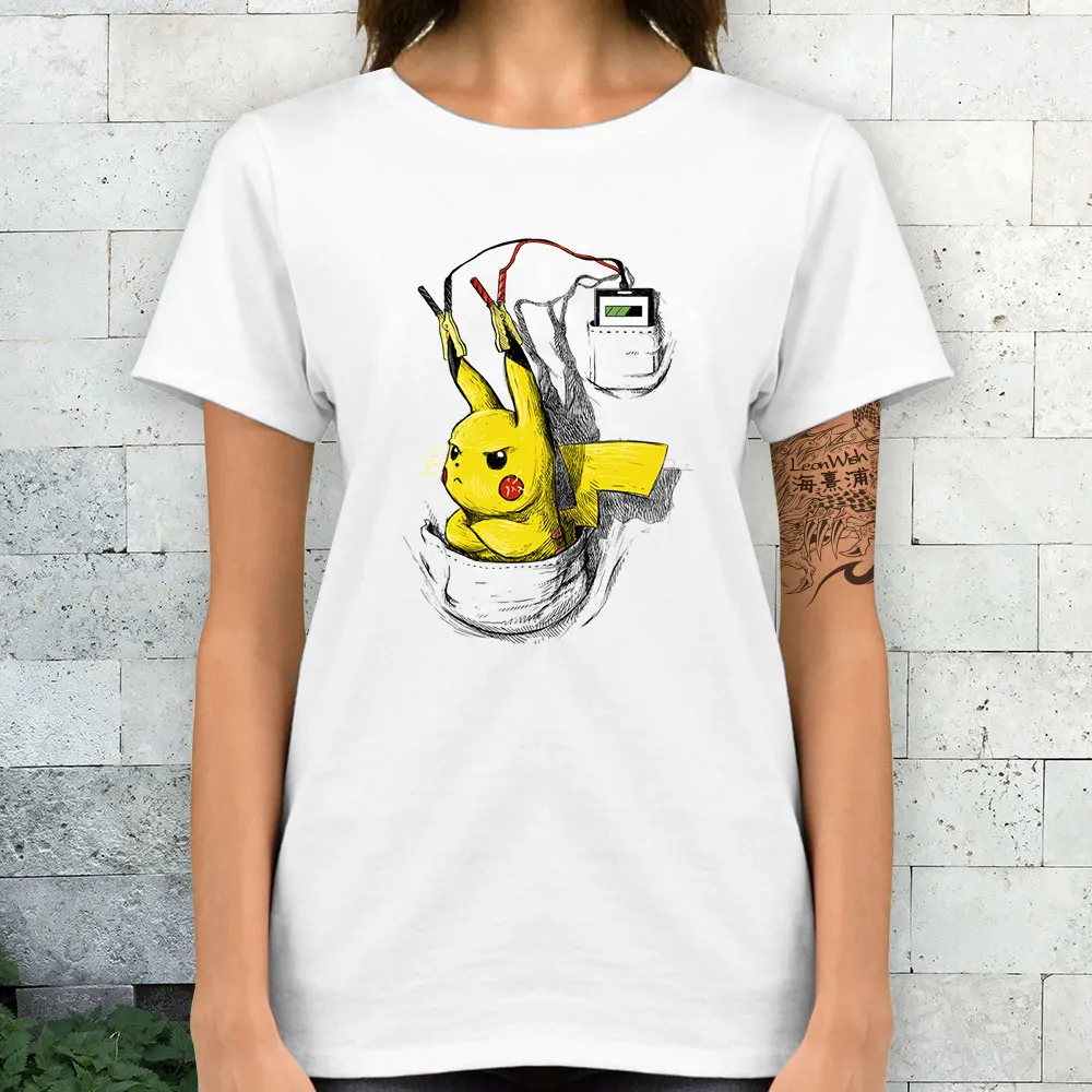 I Am Pikachu Not power charger футболка классная модная с короткими рукавами в стиле поп аниме