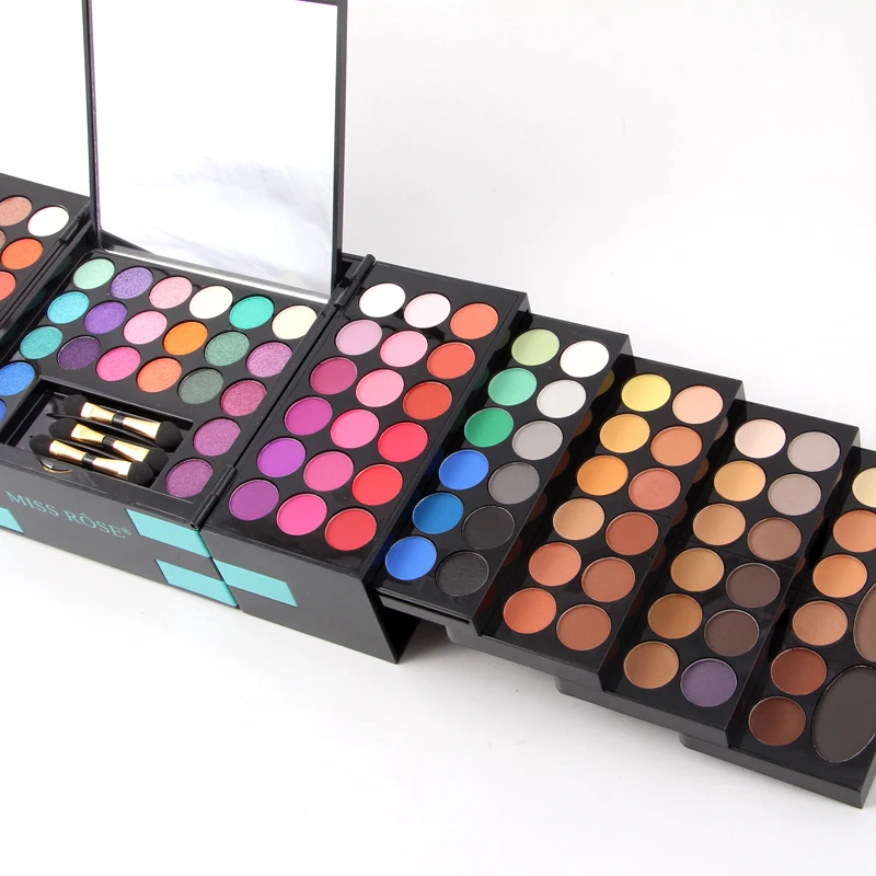 

MISS ROSE 72-Color Shiny Eyeshadow+72-Color Matte Eyeshadow+3-Color Blusher+3 Color Eyebrow Powder Magic Makeup Palette7001-045M