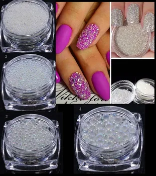 

1 Box AB Clear Transparent Nail Art Decoration Mini Glass Tiny Caviar Beads 0.6-2mm AB Crystal Glass Look Caviar Beads 4 sizes