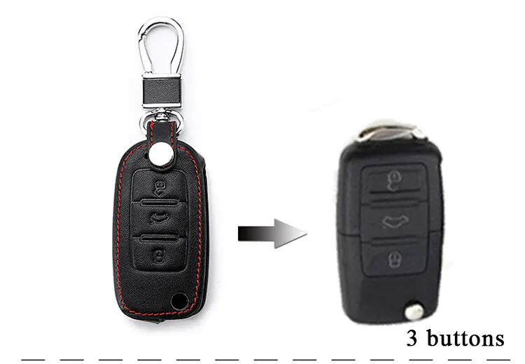 Кожаный чехол книжка для автомобильного ключа VW Volkswagen Polo Golf Passat Beetle Caddy T5 Up Eos Tiguan