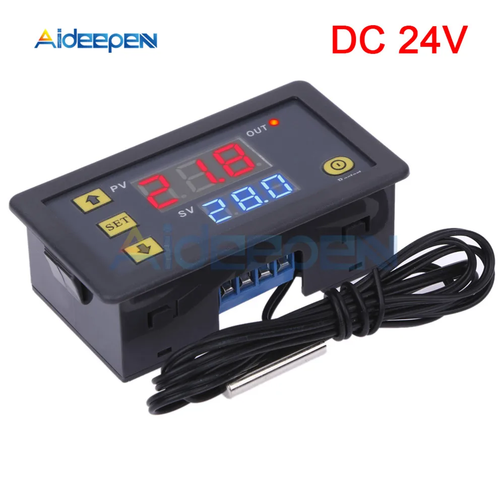 DC 24V W3230 DC 12 В 24 в 110 В 220 В AC цифровой контроллер температуры светодиодный термостат с переключателем охлаждения нагрева NTC датчик - Цвет: DC 24V
