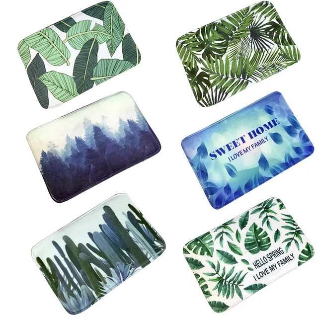 FUNIQUE Front Door Mats Tropical Plant Cactus Printed Anti-Slip Mat Living Room Bedroom Bathroom Kitchen Floor Mat Outdoor Rugs