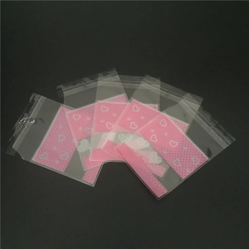 Pink 7*7Cm Cookie Plastic Bags Cellophane Biscuit Bags Giftswedding