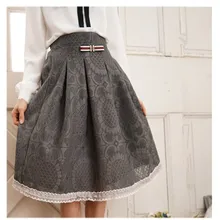 Милая темно-серая кружевная юбка для женщин, милая эластичная Повседневная приталенная короткая юбка Mori Girl, Женские винтажные юбки Saias Feminias 16978