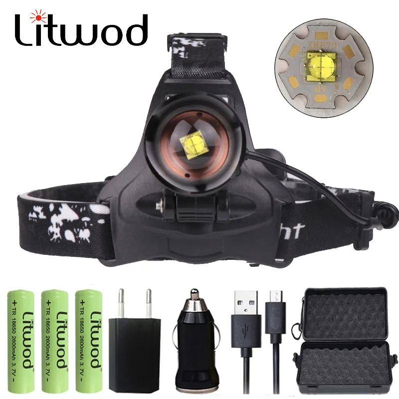 

Z20 Litwod 2608 32W chip XHP70 Headlight 32000lum powerful Led headlamp zoom head lamp flashlight torch Lantern Head light