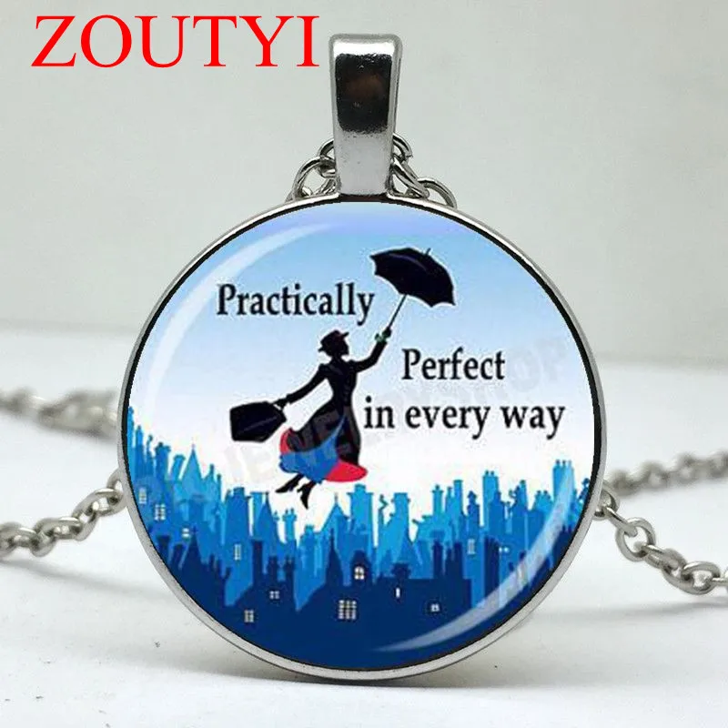 

2018 / fashion glamour Mary poppins fantasy girl glass round pendant necklace, men and women wear jewelry necklace