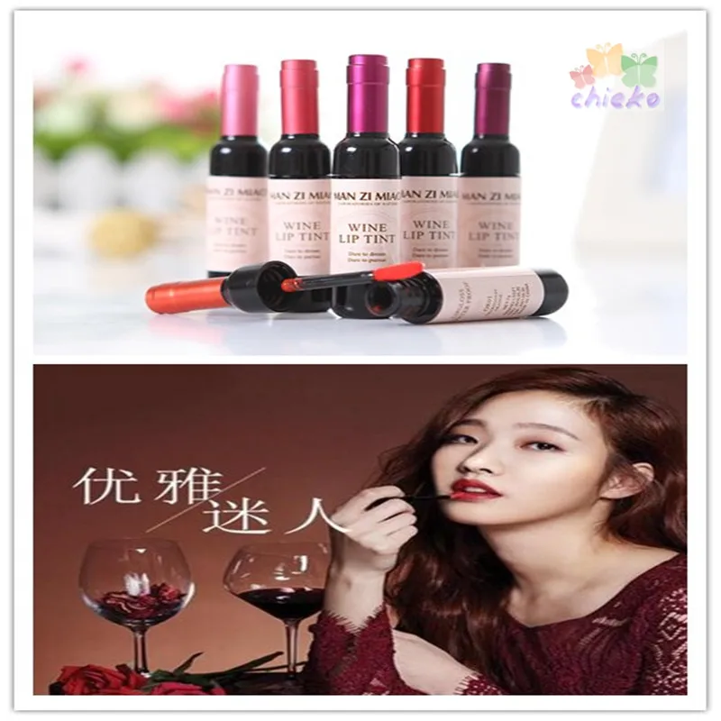 Red wine stained lips lipstick liquid bottle Lip Gloss does not wear