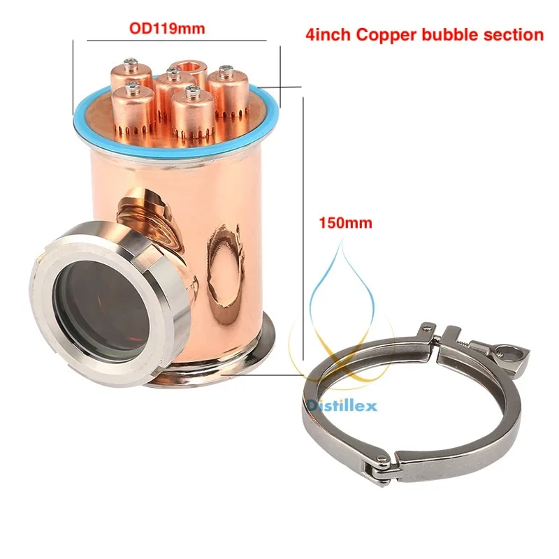 Зажим " 102 мм(фланец OD119mm) 99.9% медный этаж с колпачковой тарелкой для дистилляции. Самогонный аппарат. Дистилляция