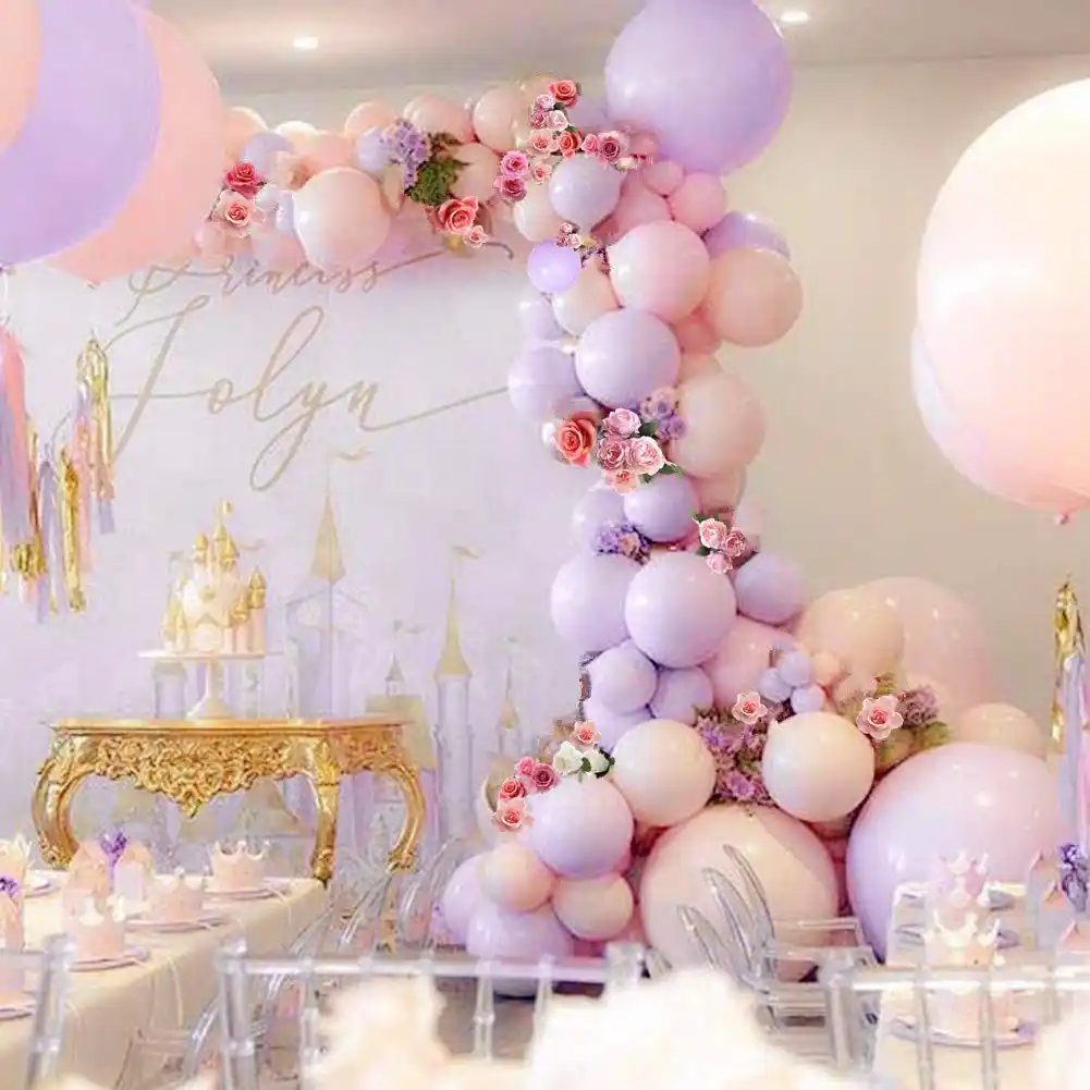 Metable 106pcs Pastel Balloons Arch Kit Pink And Purple Gold