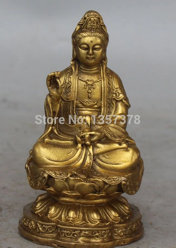 

shitou 00411 12CM Chinese Tibet Buddhism Bronze Kwan-yin GuanYin Bodhisattva Buddha Statue