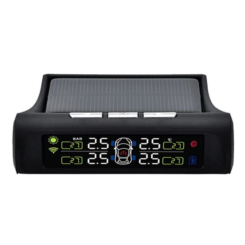 

Solar Tpms Lcd Tire Pressure Monitoring System Automatic Alarm System External Sensor