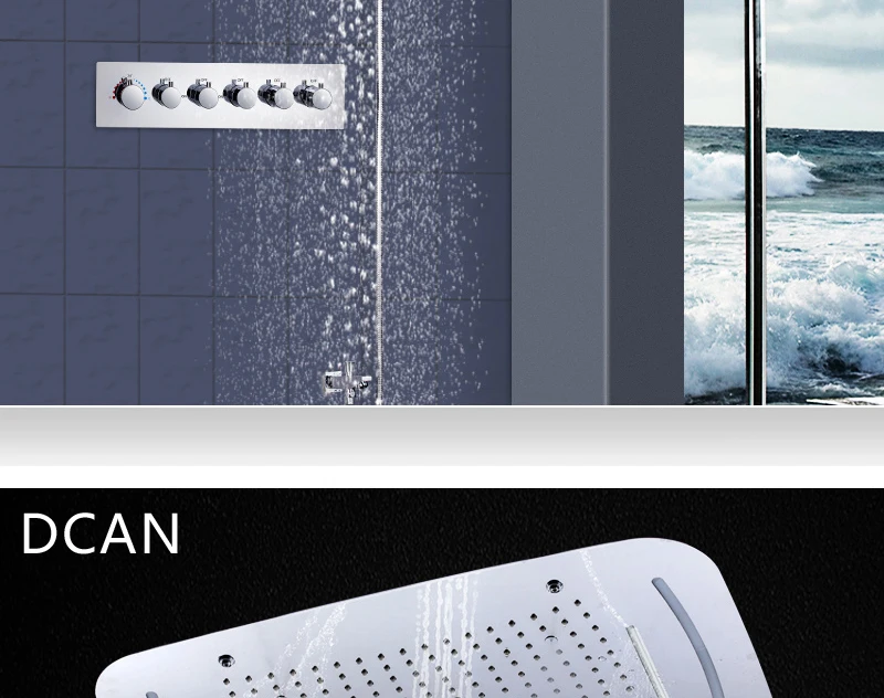 Bathroom Shower Set Accessories Faucet Panel Tap Thermostatic Mixer LED Ceiling Rainfall Shower jet System Led Mist Rain Shower (11)