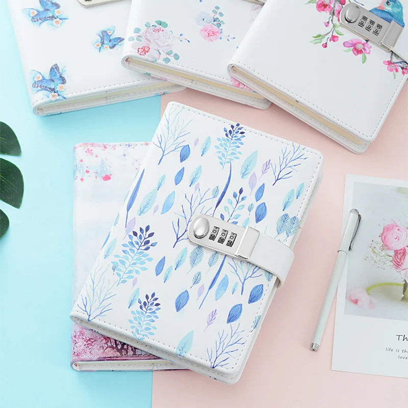 

New Leather Notebook Diary with lock code Business A5 Notepad paperback creative Trends Office school supplies gift