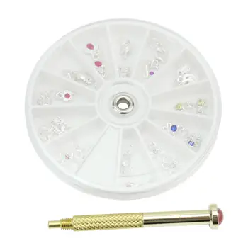 

Hot Sale 12 Style Mental Nail Art Charm Piercing Hand Drill Hole Pierce Tool With 24pcs Pendants Dangle