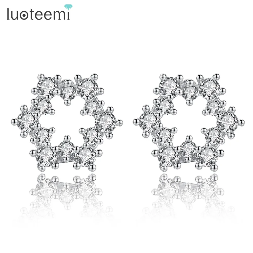 Новые милые серьги-гвоздики LUOTEEMI со снежинками для женщин модные украшения