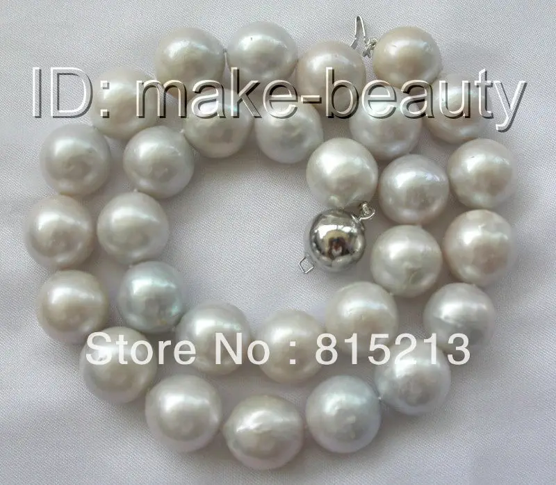 

ddh001154 stunning big 14mm round white reborn keshi freshwater pearls necklace