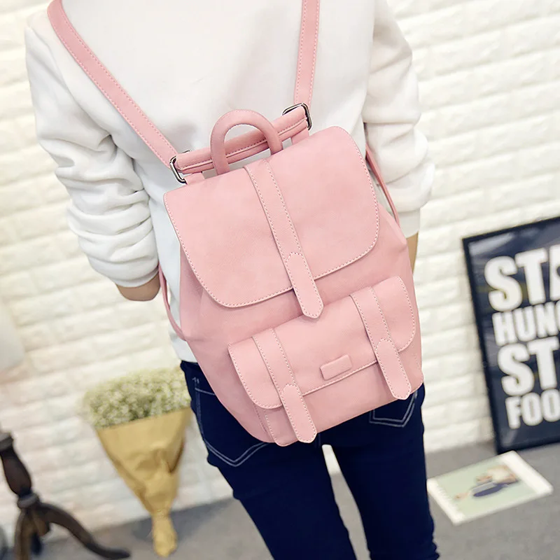 

2018 New Famous Brand Backpack Women Backpacks Solid Vintage Girls School Bags for Girls Black PU Leather Women Backpack