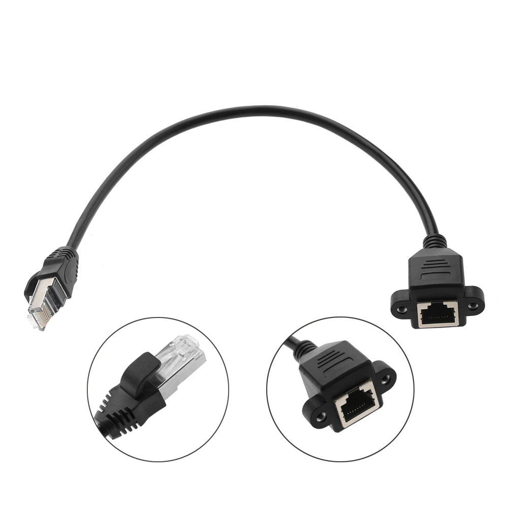 Кабель удлинитель RJ45 с разъемом Мама папа F/M 30 см 1 фута черный адаптер конвертер