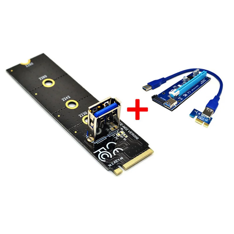 NEW NGFF M.2 to PCI-E X16 Slot Transfer Card Mining Pcie Riser Card VGA Extension Cable Molex 4Pin 6Pin SATA for Miner Antminer
