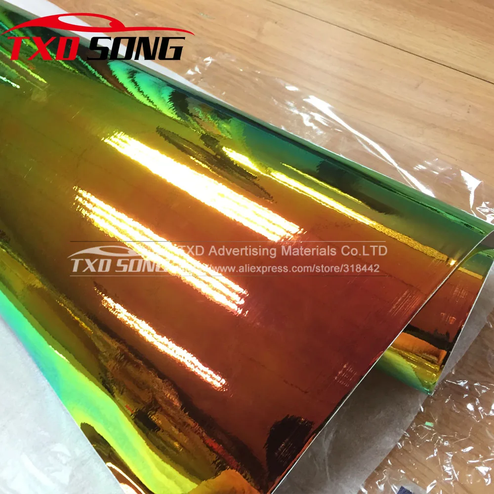 

Premium Glossy Mirror Rainbow Holographic Film Rainbow chrome vinyl car wrap 10/20/30/40/50/60CMX135CM /LOT