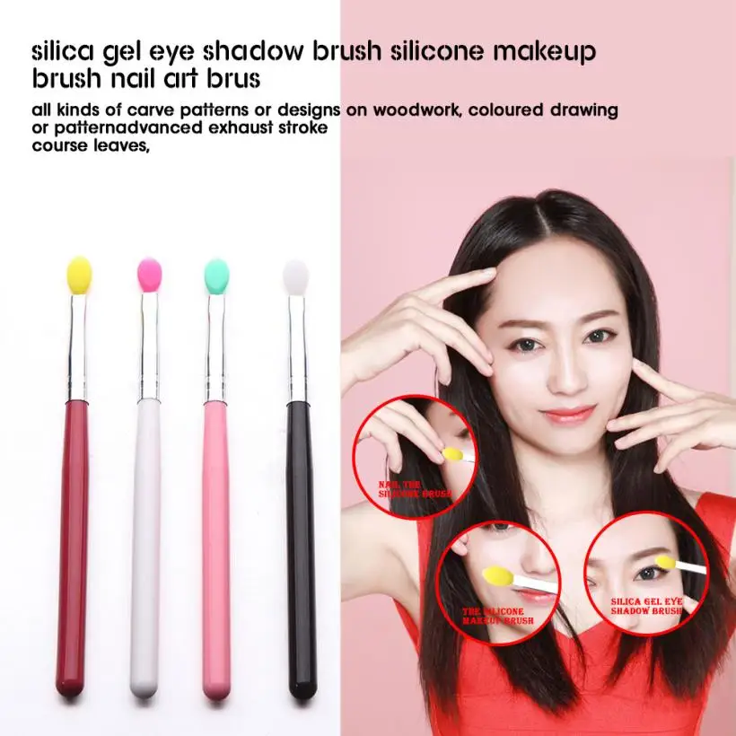 New 4pcs/set Silicone Eyeshadow Brushes Applicator Lip Blending Brush
