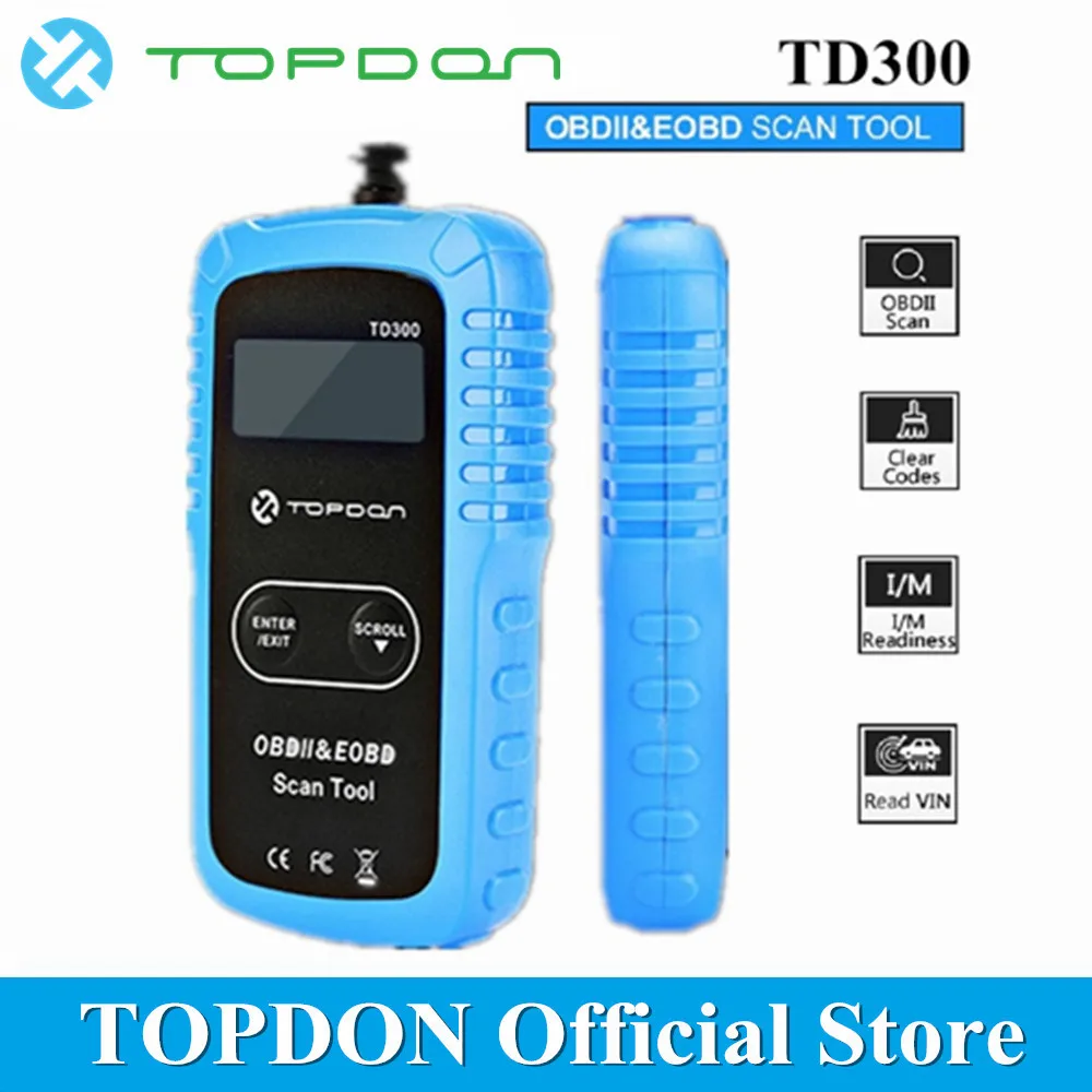 TOPDON OBD2 Code Reader Scan Tools PRO OBD Scanner Automotive Backlit LCD Screen 12V Car Diagnosis I/M Readiness TD300 OBDII TOPDON OBD2 Code Reader Scan Tools PRO OBD Scanner Automotive Backlit LCD Screen 12V Car Diagnosis I/M Readiness TD300 OBDII