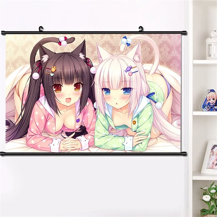 Аниме NEKOPARA Chocolat ванильный Azuki кокосовый настенный Свиток Плакат манга настенные подвесные плакаты модное украшение дома 40*60 см - Цвет: H