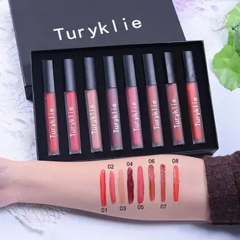 

8 Colors/Box Long Lasting Matte Liquid Lipstick Lip Gloss Moisturizing Velvet Lipstick Waterproof Woman Gift Beauty Cosmetic