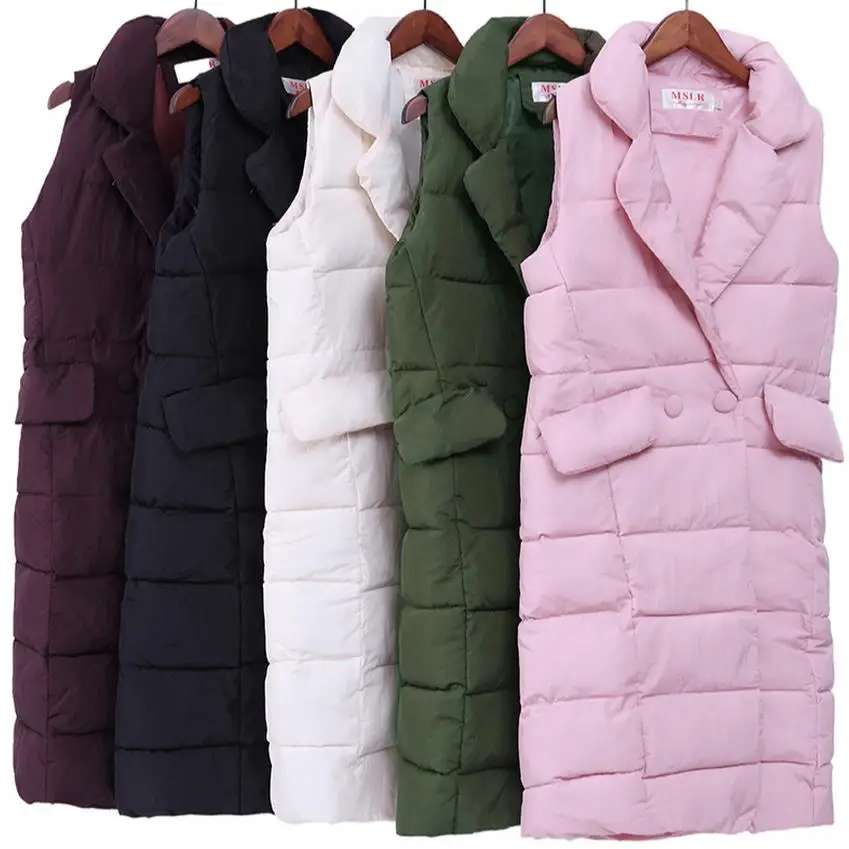 

new Autumn Winter Coat Women Casual Waistcoat Female Sleeveless Cotton Vest Jacket Long Vest Down Coat