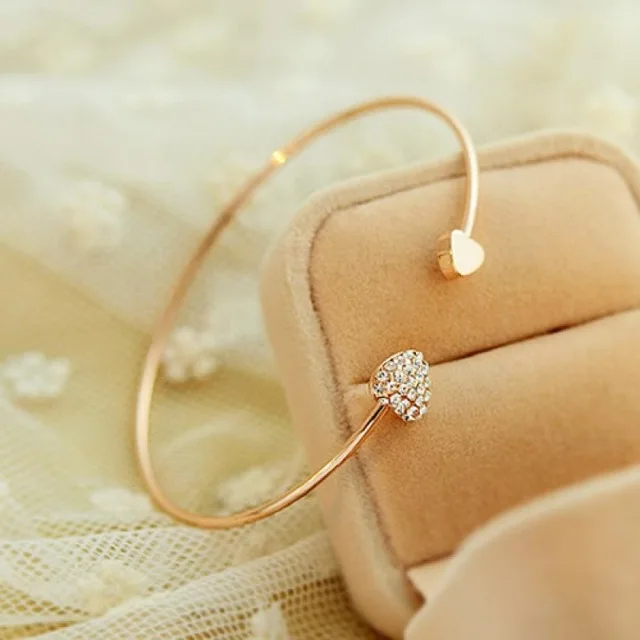 2018 Love Bangle Open Adjule Gold Color Rhinestone Heart Cuff 2018 Love Bangle Open Adjule Gold Color Rhinestone Heart Cuff Bracelet Crystal Cubic Zirconia Charm Women Fashion Jewelry In Bangles From