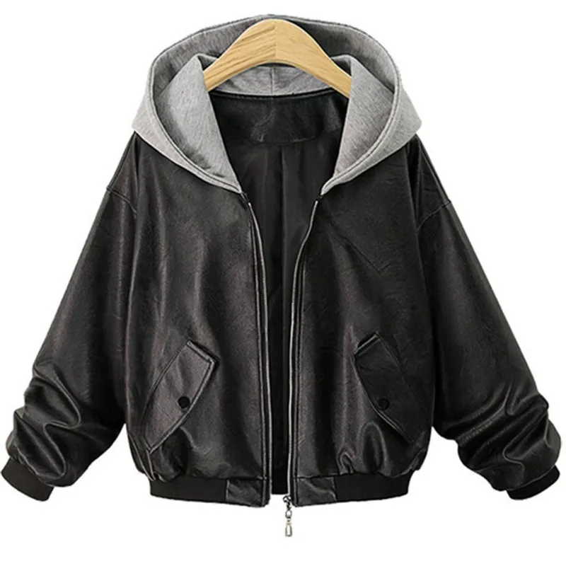 Plus Size Faux Leather Jacket Women 2018 Autumn Winter