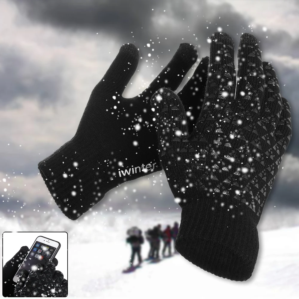 Новая мода, 1 пара, вязаные перчатки, мужские, зимние, теплые, с флисовой подкладкой, теплые, вязаные перчатки, для улицы, WarmerAccessories