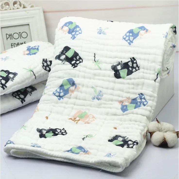 1 предмет, детские пеленки 110*110 см, 6 слоев одеяла, хлопок, с белым краем, мягкие банные накидки - Цвет: Elephant