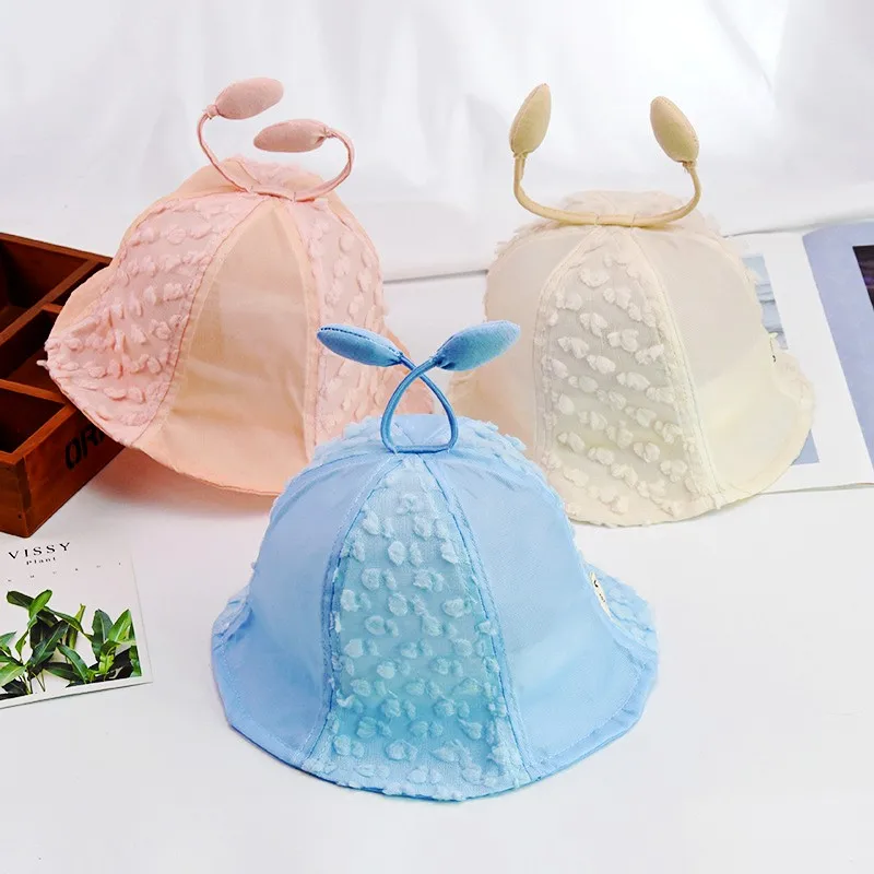 

Baby Boys Girls Sun Hat Mesh Materil Kids Large Brim Breathable Sun Screen Hats Children Blue Yellow Pink Cotton Lace Caps