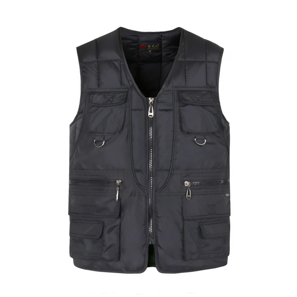 3622 Autumn Winter Sleeveless Jacket Waistcoat Men Fishiong Thickening Keep Warm Down Vests Male With Many Pockets Bodywarmer - Цвет: Синий