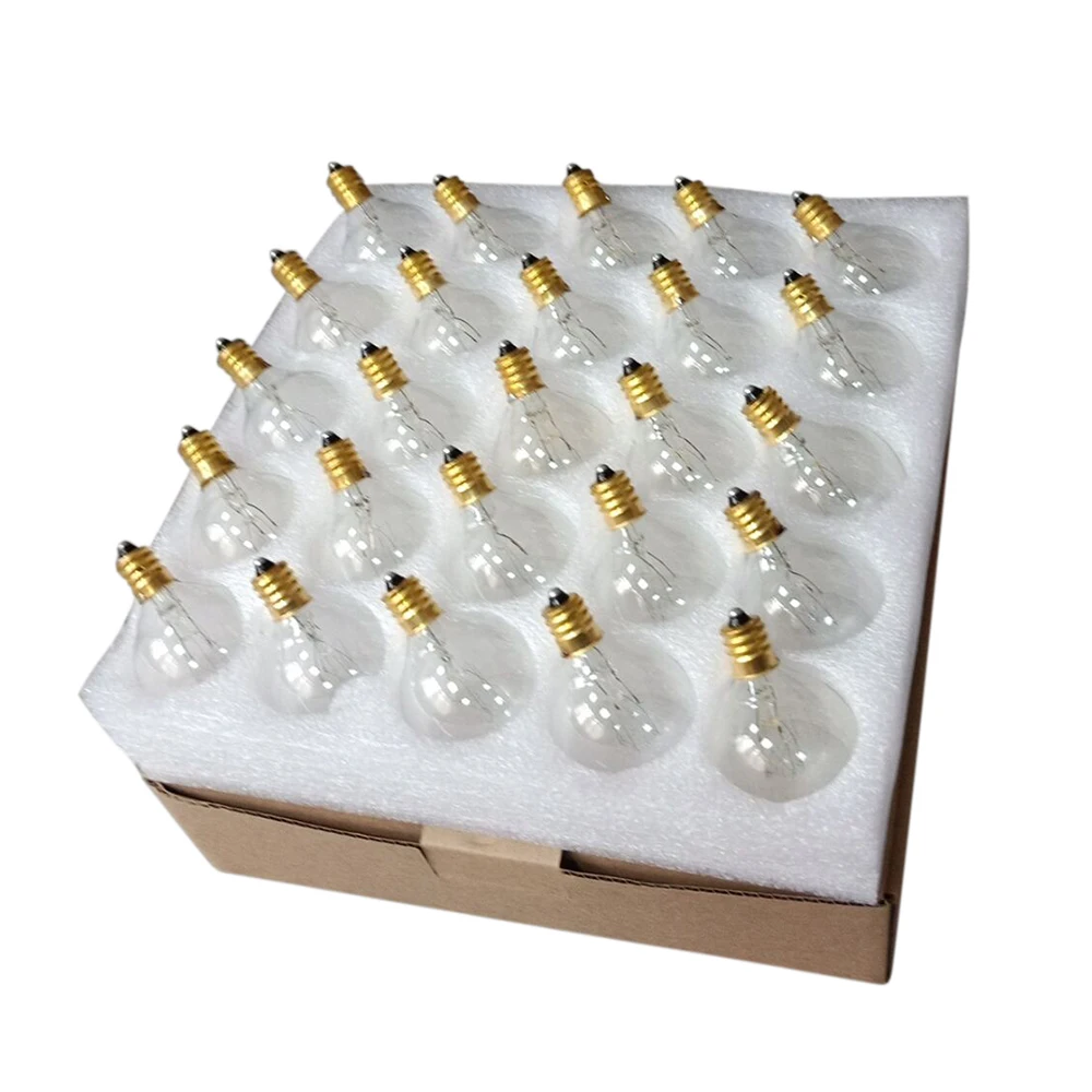 Base de Pacote Festa em Casa G40 de Tungstênio 25 para Seqüência de Luz de Casamento Lâmpada Incandescente Globo Titular Tomada E12 Quente Branco Ip44 9 IP44 G40 de Tungstênio Lâmpada Incandescente Globo
