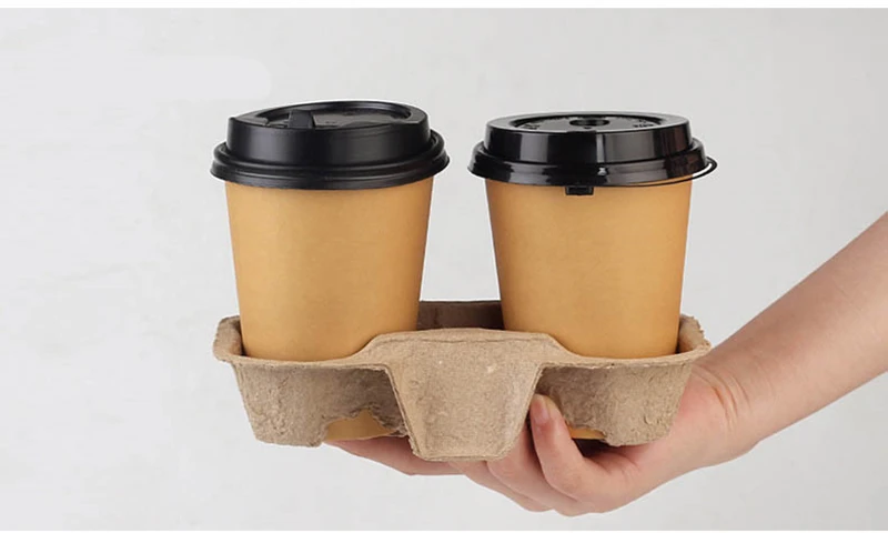 Disposable Saucer Paper Cup Holder Cup Tray Four Grids Take Away Drinks Shelf To-go Box Cafe Packing Tools Holders 20pcs/set