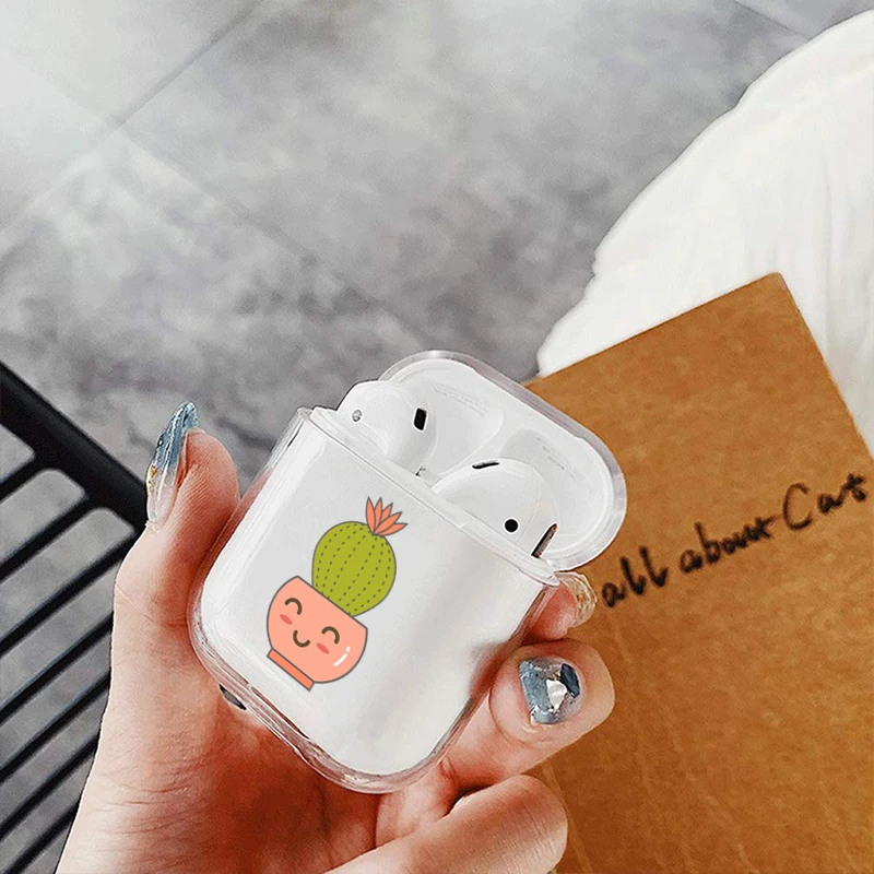 Прозрачный милый чехол для Apple airpods наушников с цветочным узором и листьями Bluetooth