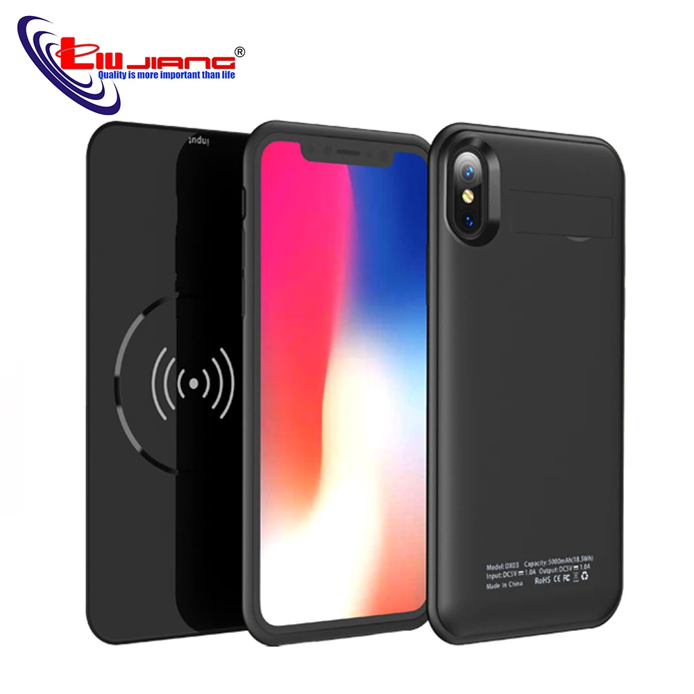 Goede WOJOQ Externe Draadloze Opladen Case Voor iphone X 5000 mah Batterij Oplader Power Bank Case voor Apple X Case