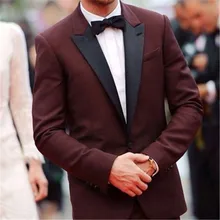 Лучшая мужская одежда для жениха бордовый мужской костюм для свадьбы 2 шт.(куртка+ брюки+ галстук) bridgeжениха Masculino Trajes De Hombre Блейзер 186