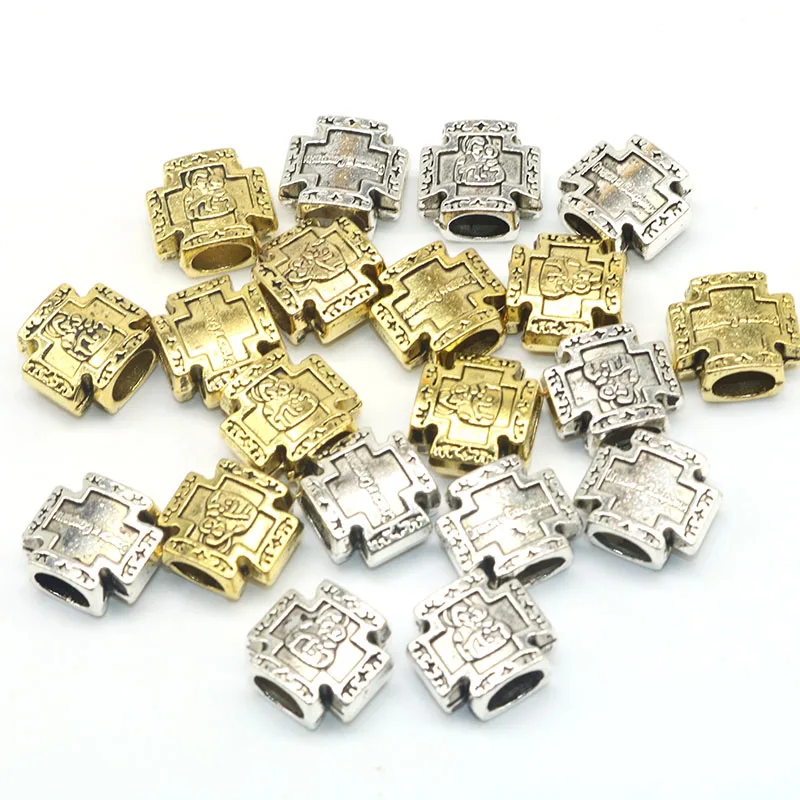 

20pcs Cross Spacer Beads Silver plated material Beads Virgin Mary European Cross Beads big hole Fit For charm Jewelry Making