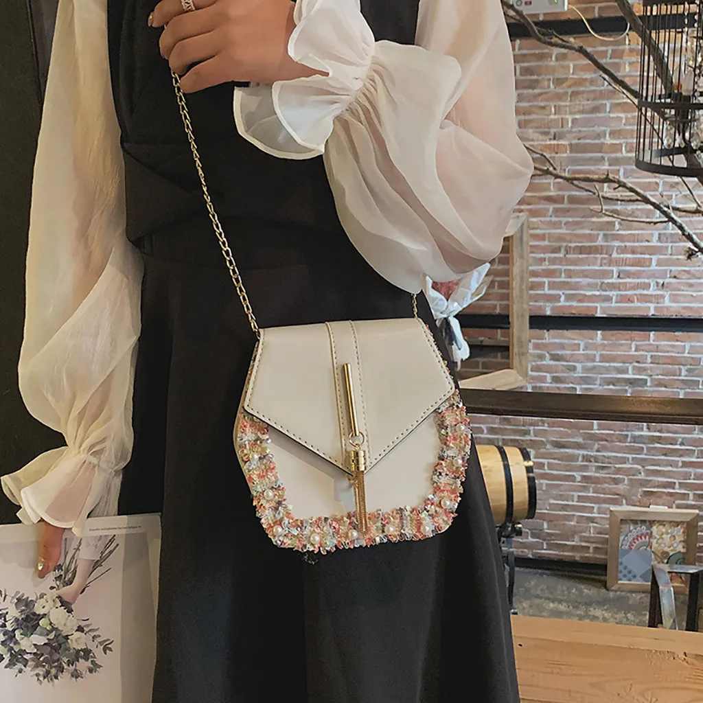 

Women Fringed Pearl Wild Messenger Bag Fashion Single Shoulder Bag High Quality Casual High Capacity Bandolera Bolso crossbody