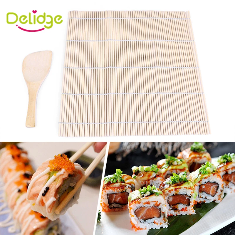 1 Set Of Japanese Sushi Foods Sushi Rolling Mat With Spoon Bamboo