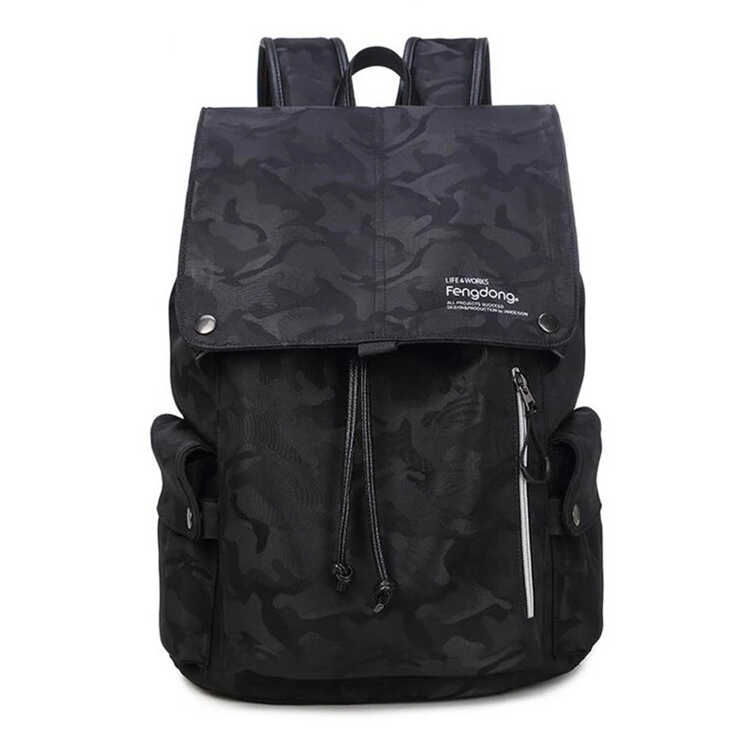 Black camouflage Новая мода Для мужчин рюкзаки сумка тенденции моды туристические рюкзаки школьные сумка для ноутбука зарядка через USB Mochila - Цвет: Black camouflage