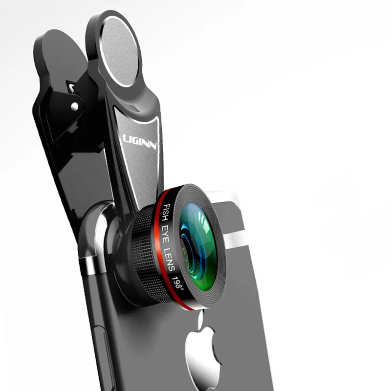 LIGINN HD 8 мм 198 градусов фишай линза мобильного телефона объектив для iphoone samsung S8 s9 Nokia 5 6 камера для глаз рыбы линзы L-118 - Цвет: Black